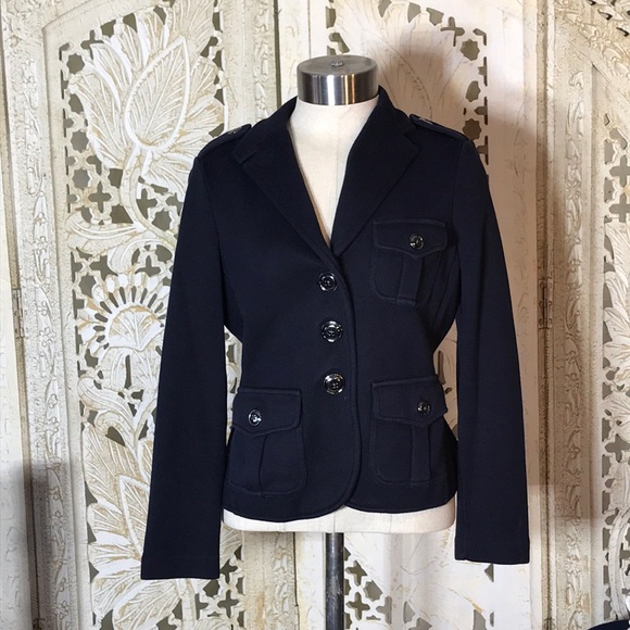 Talbot Petites small woman’s navy blue sweater button up jacket - Picture 1 of 5